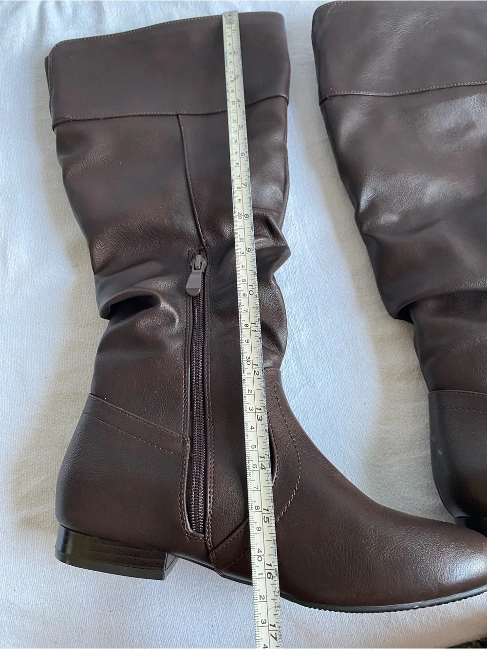 Women’s Wide Calf Faux Fur Slouchy Low Heel Side Sip Dream Pairs Dark Brown Boot